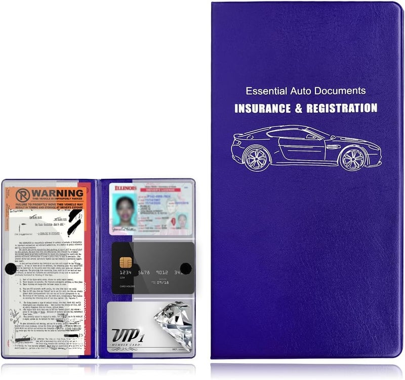 Yourkar Car Registration and Insurance Holder, 9.56"×5.19" Automotive Glove Box Organizer, Vehicle Card Document Glove Box Organizer for Documents Cards License, Car Accessories (Blue) - Image 1